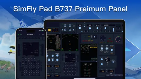 PMDG 737 cockpit panel shown in SimFly Pad